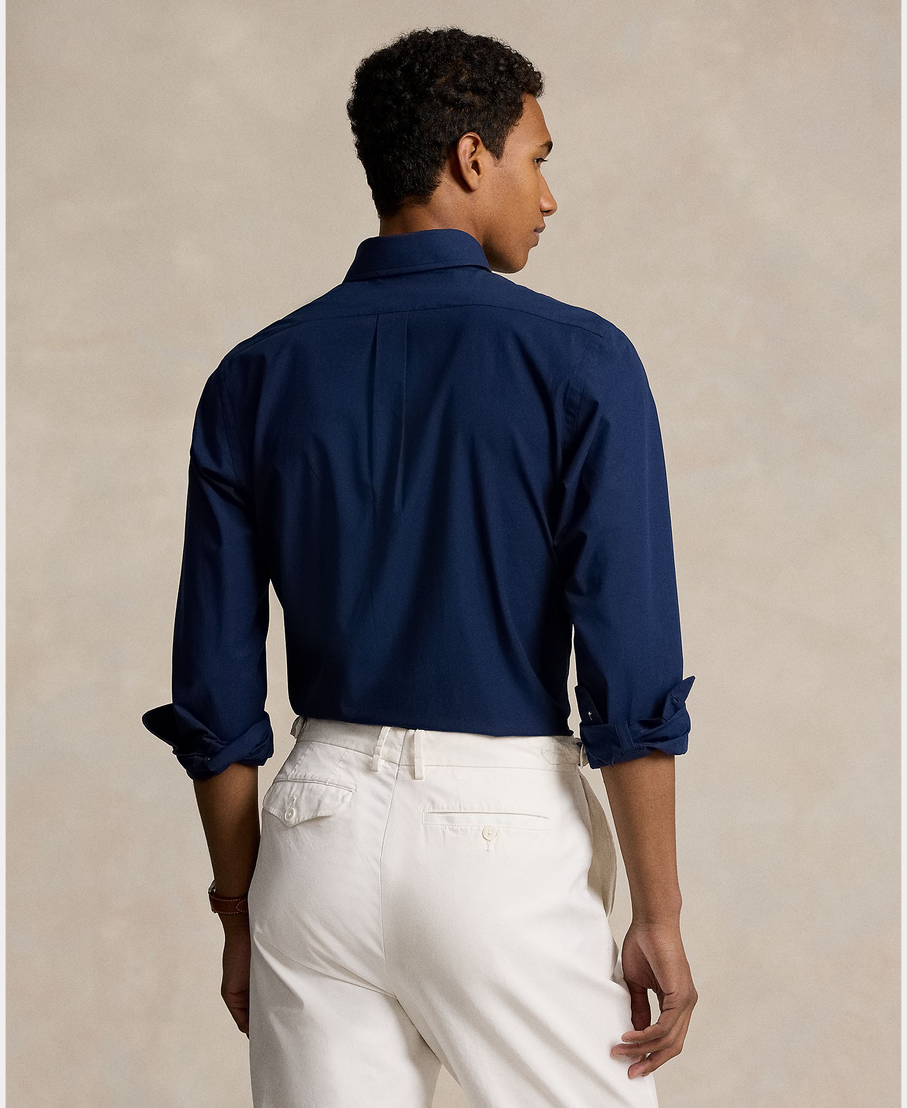 Camisa de popelina elástica de hombre Azul cabana - Polo Ralph Lauren - Azul Melange Azul Melange-3