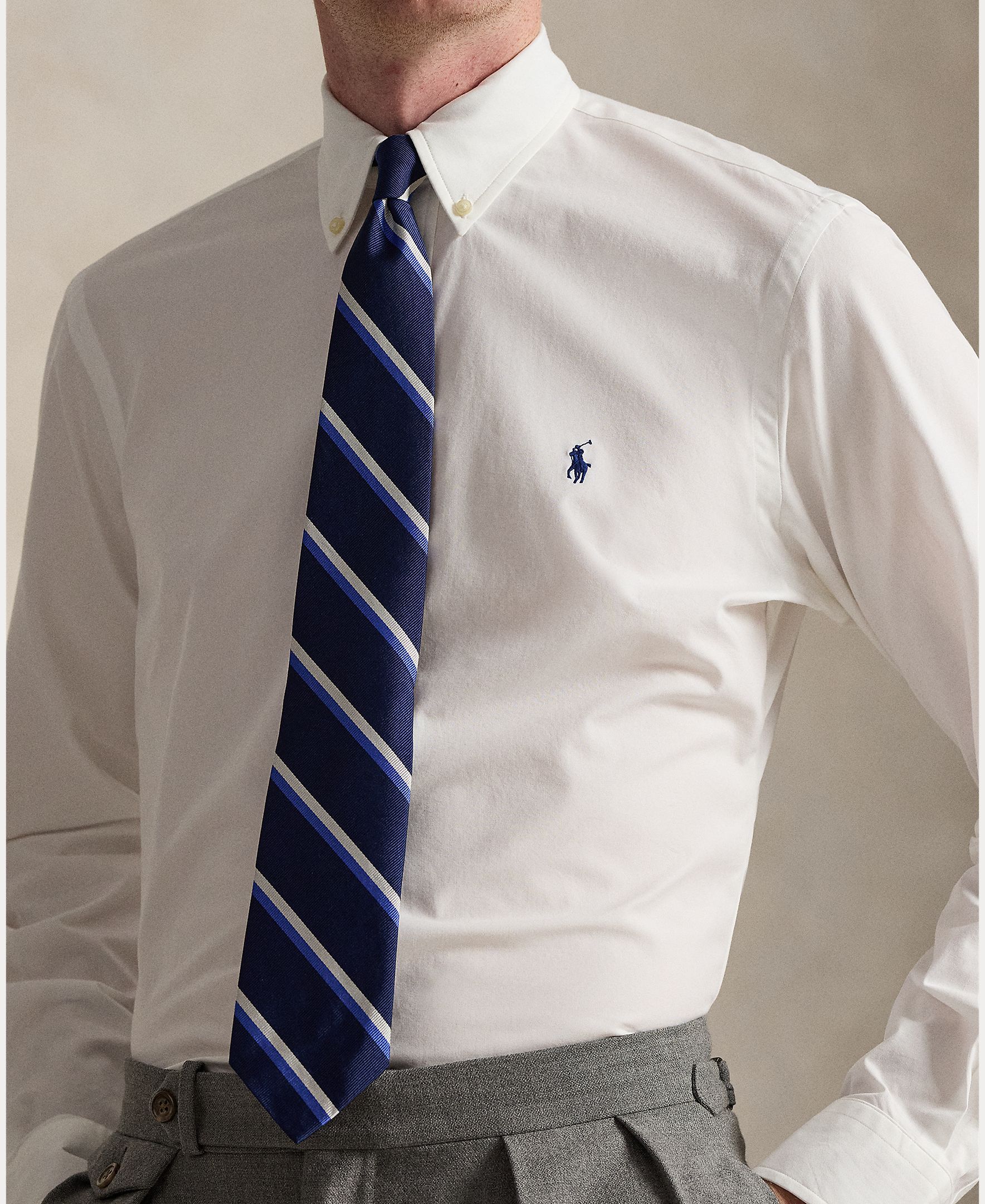 Camisa de popelina elástica de hombre Azul cabana - Polo Ralph Lauren - Blanco Blanco-5