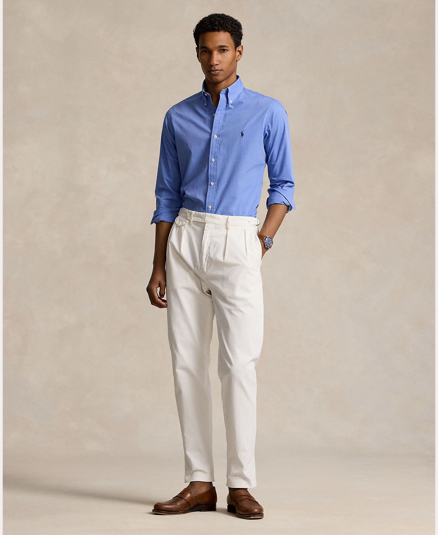 Camisa de popelina elástica de hombre cabana - Polo Ralph Lauren - Azul Azul-6