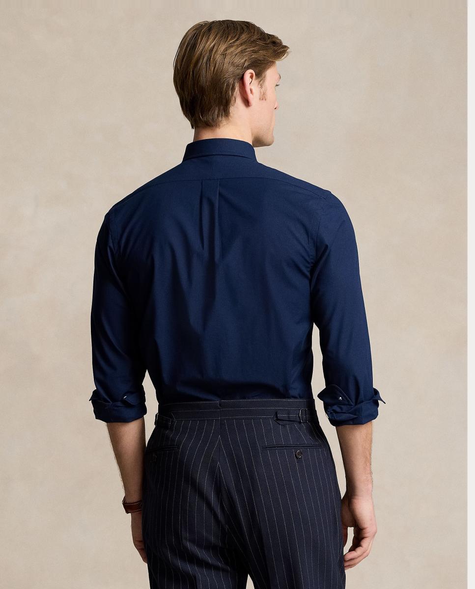 Camisa de hombre elástica de popelina Blanca - Polo Ralph Lauren - Azul marino Azul marino-3
