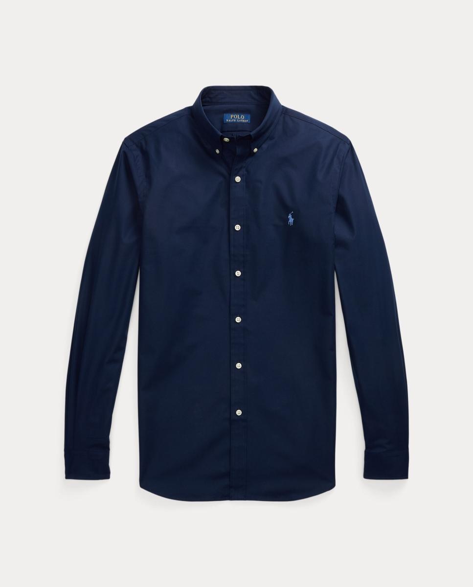 Camisa de hombre elástica de popelina Blanca - Polo Ralph Lauren - Azul marino Azul marino-5
