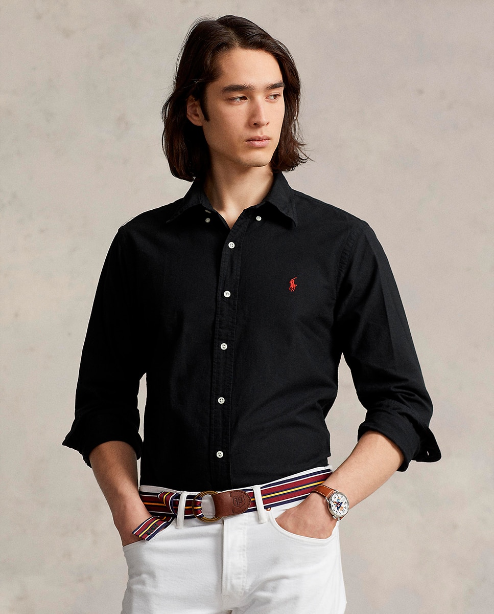Camisa Oxford Tingida Regular Fit Preto-1