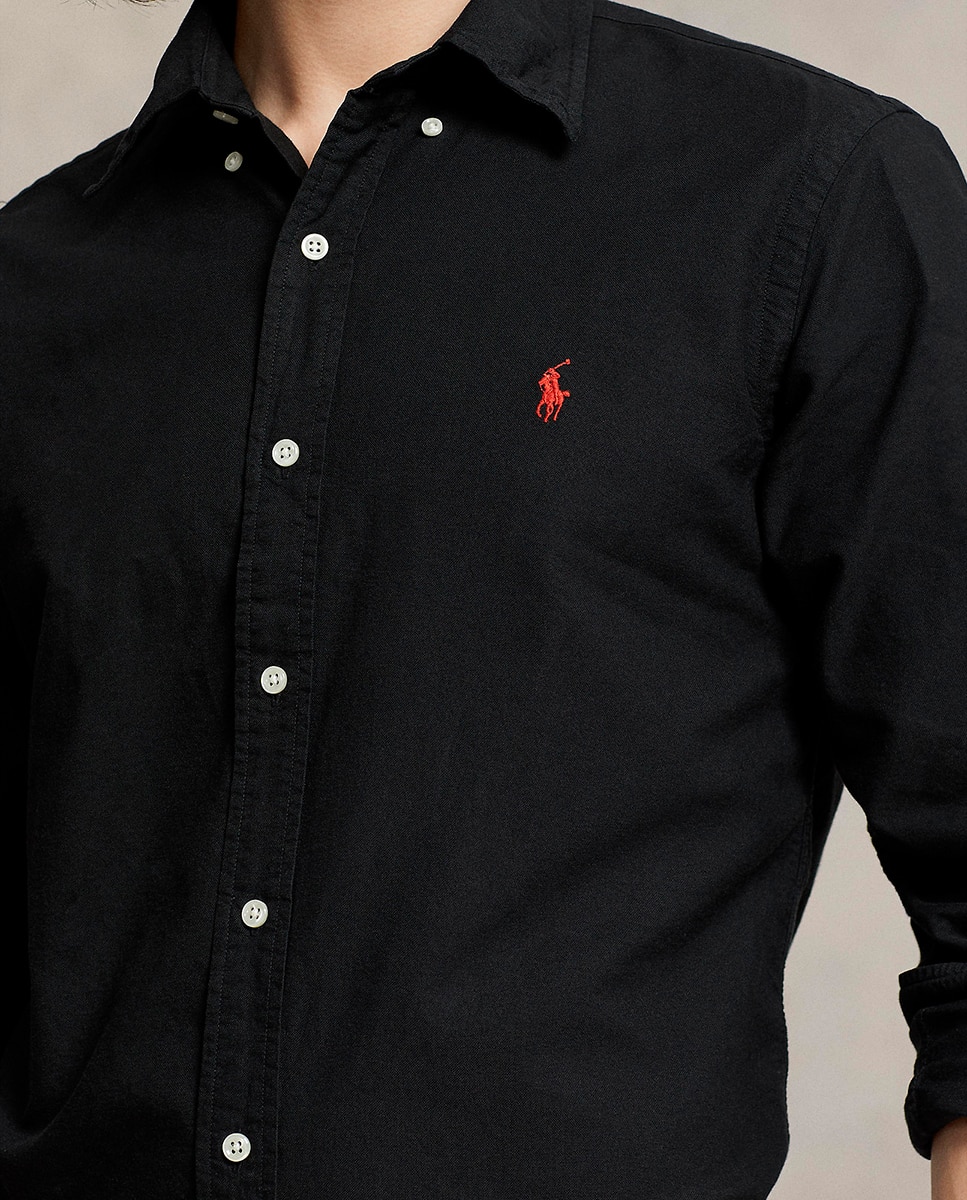 Camisa Oxford Tingida Regular Fit Preto-4