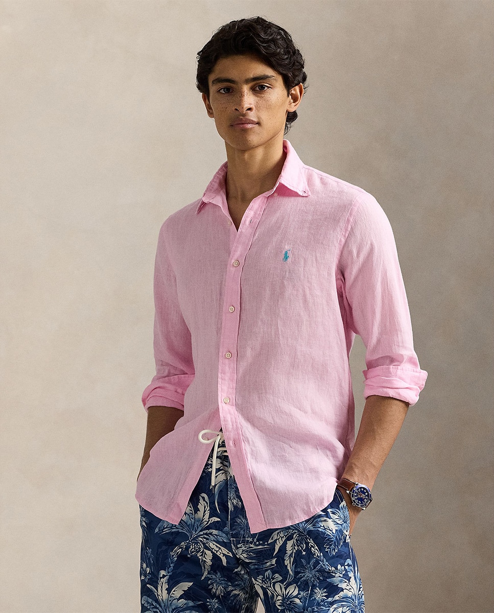 Camisa de Linho Classic Fit Rosa-1