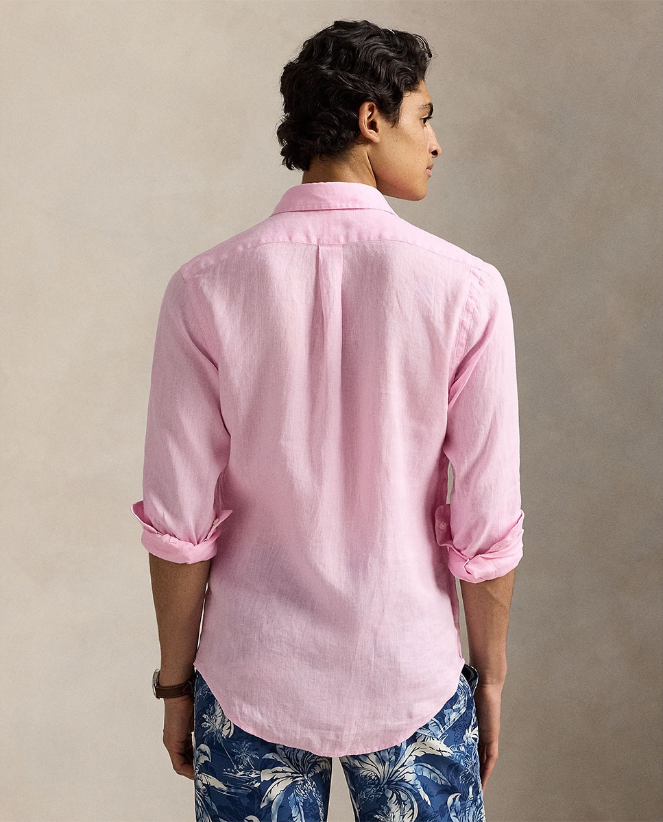 Camisa de Linho Classic Fit Rosa-3