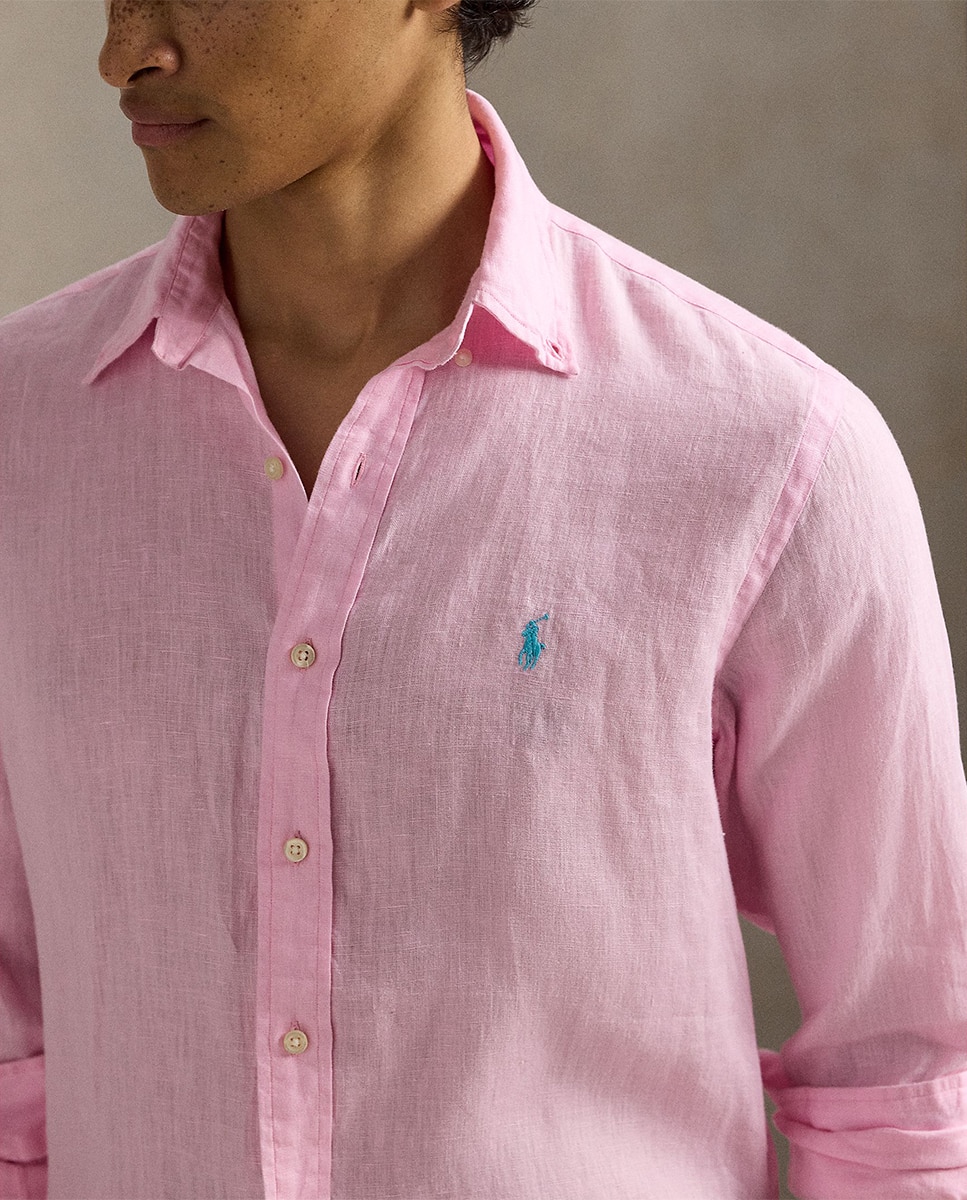 Camisa de Linho Classic Fit Rosa-4