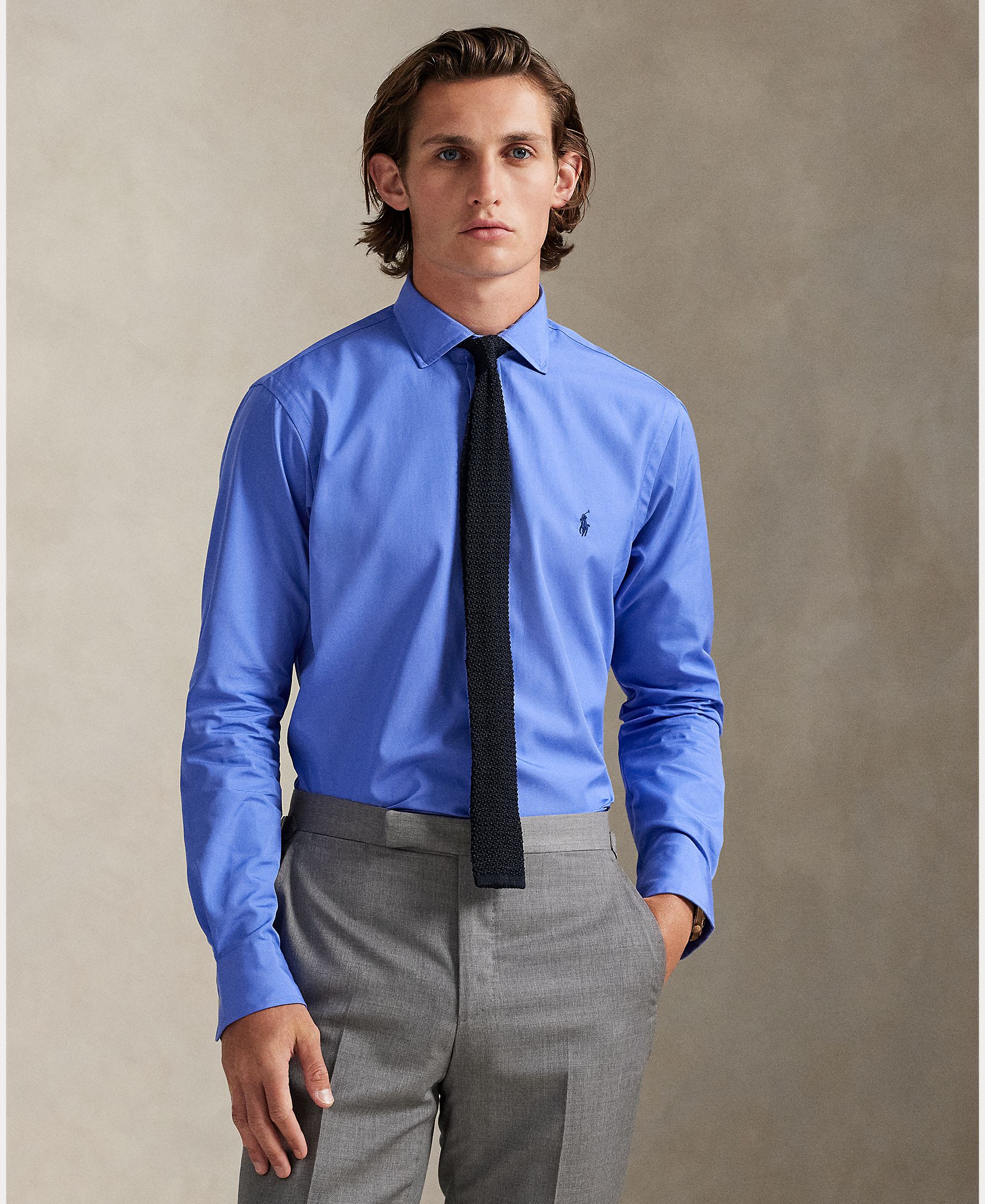 Camisa de Algodão Regular Fit Azul Luminoso-1