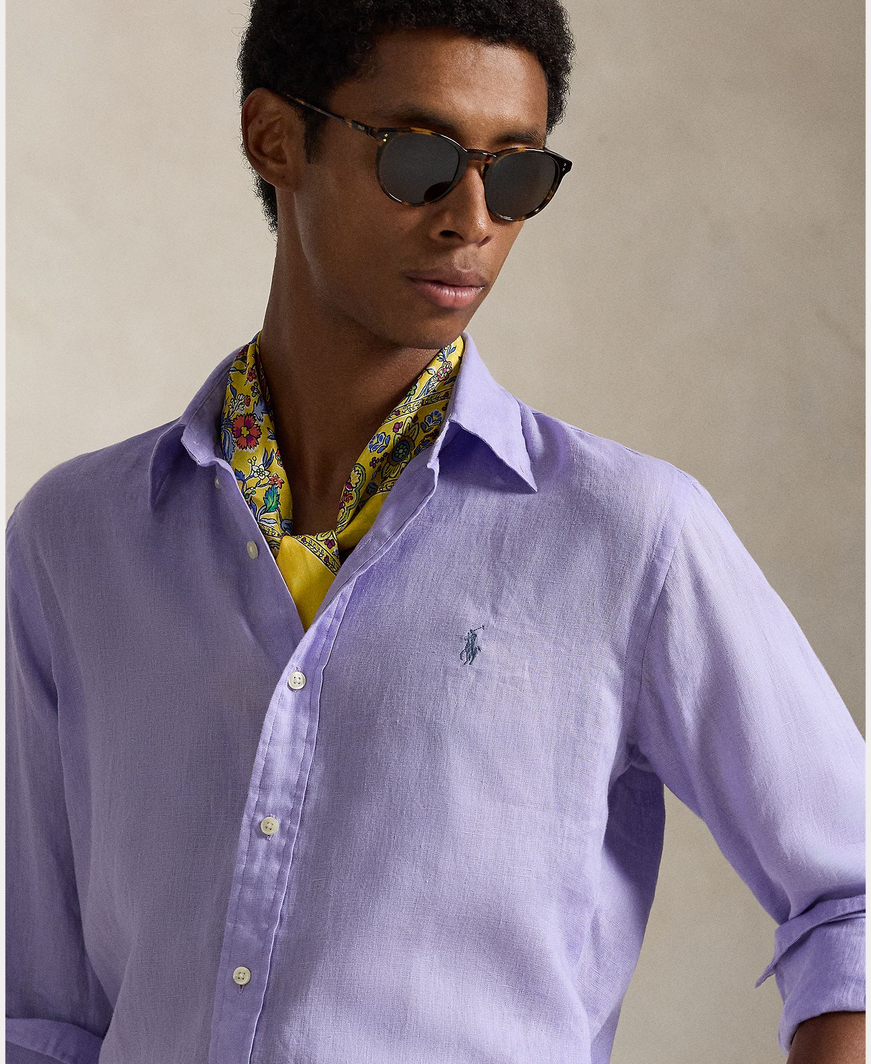 Camisa de Linho Classic Fit Lavanda-4