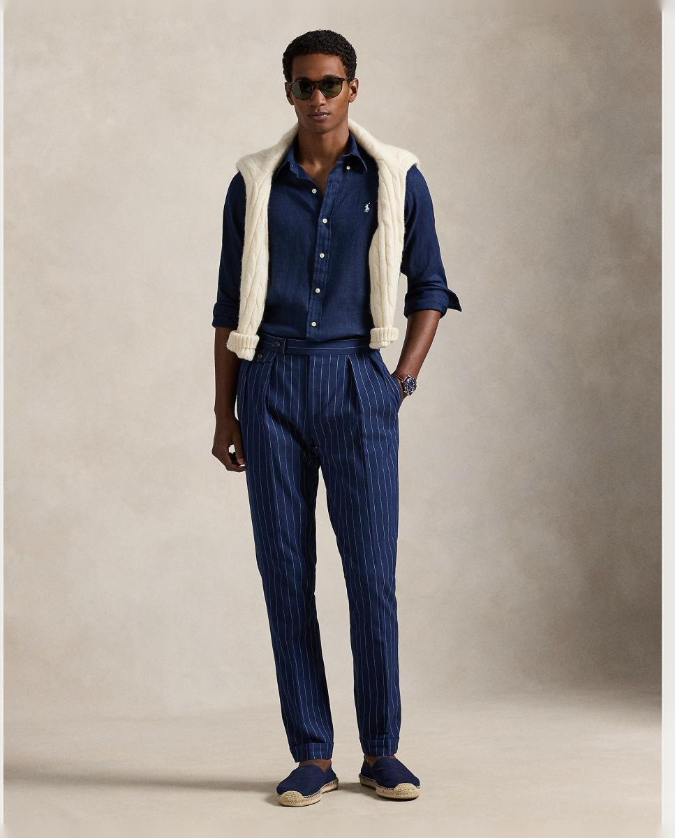 Camisa de Linho Classic Fit Azul-marinho-8