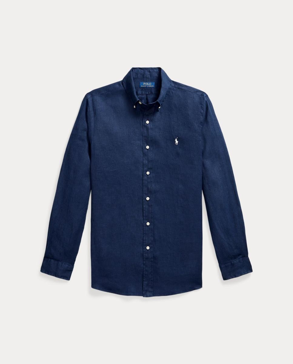 Camisa de Linho Classic Fit Azul-marinho-6