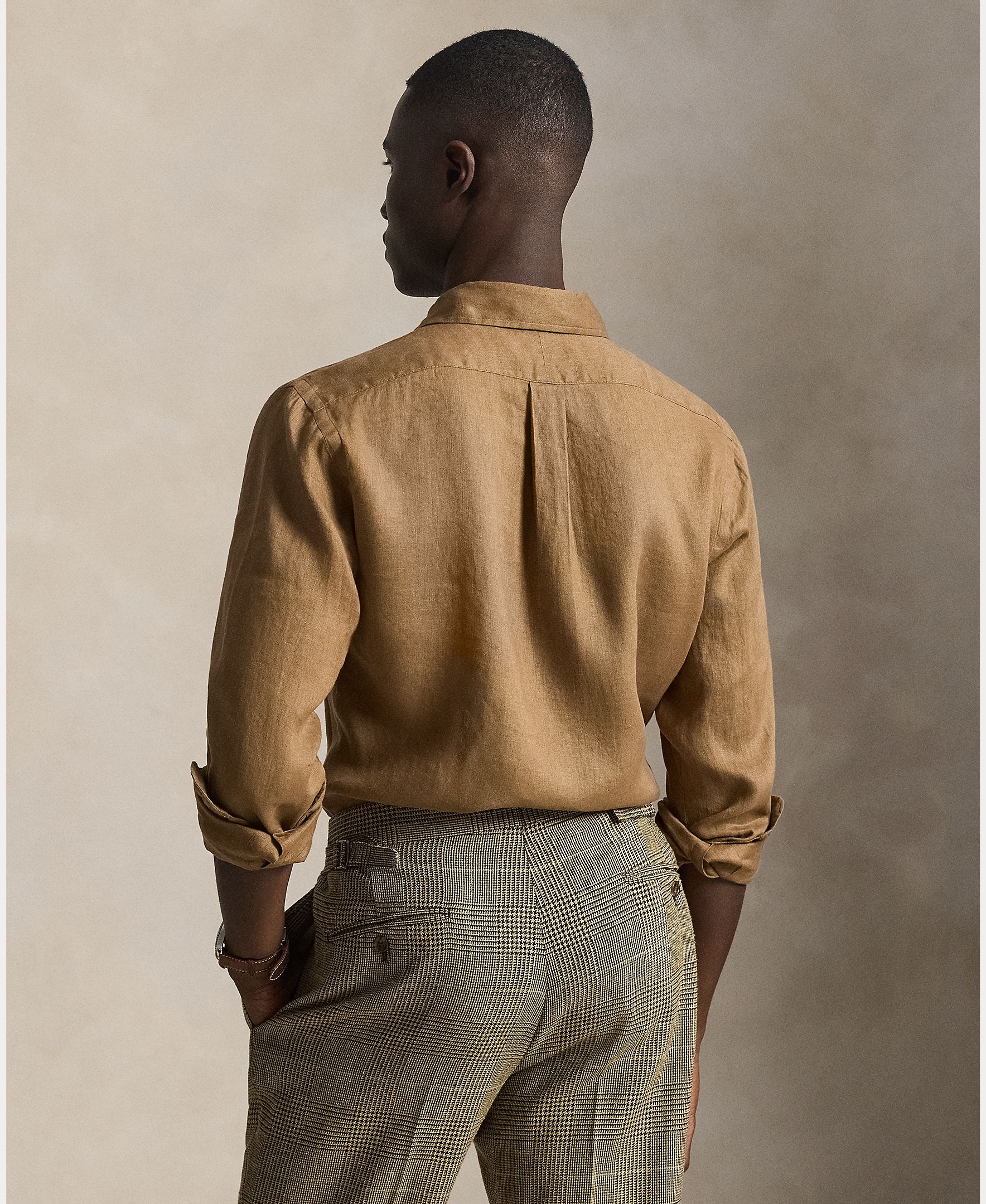 Camisa de Linho Classic Fit Castanho-escuro-3
