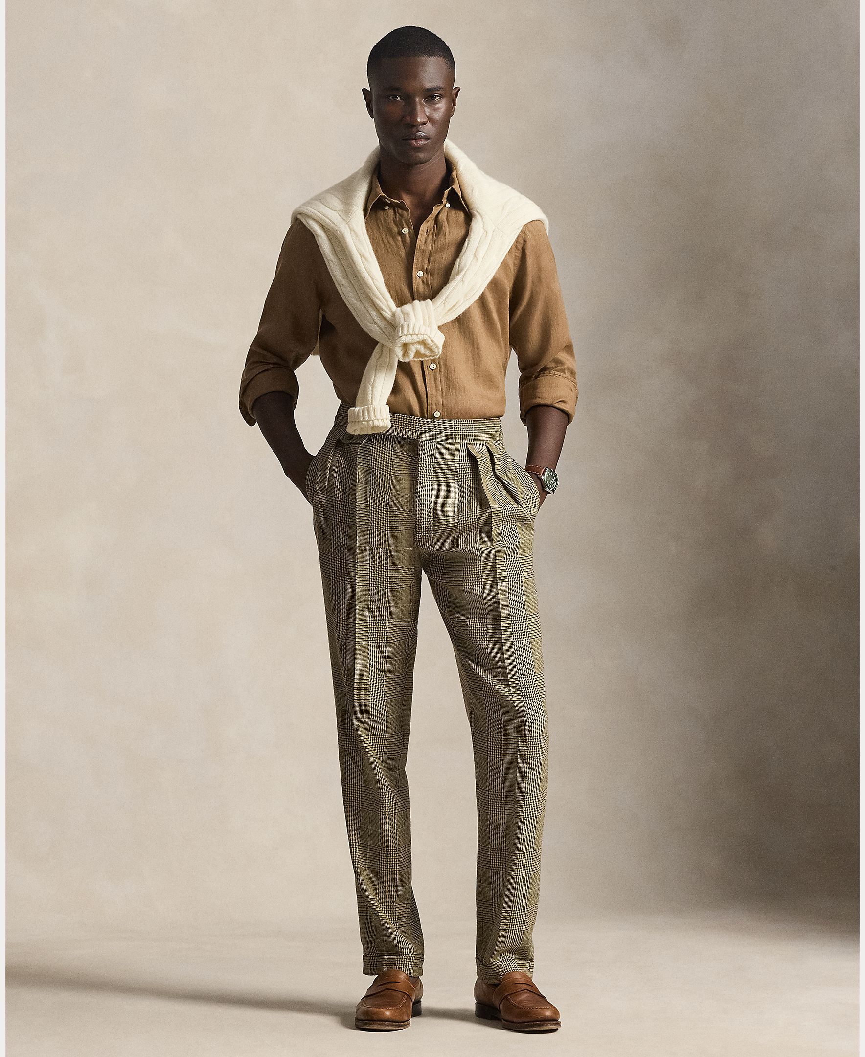 Camisa de Linho Classic Fit Castanho-escuro-7