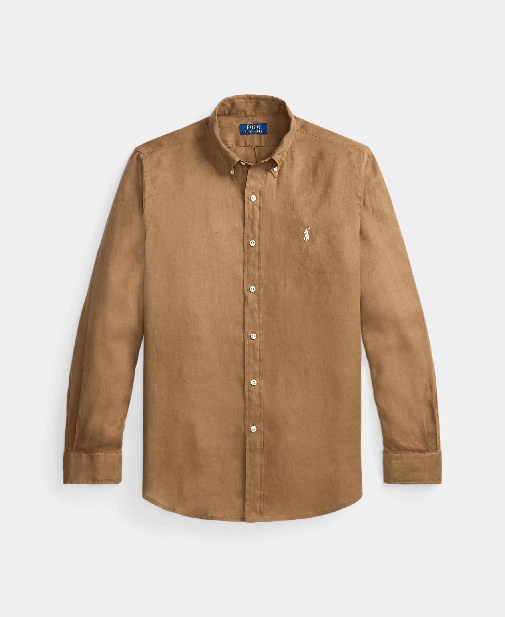 Camisa de Linho Classic Fit Castanho-escuro-6