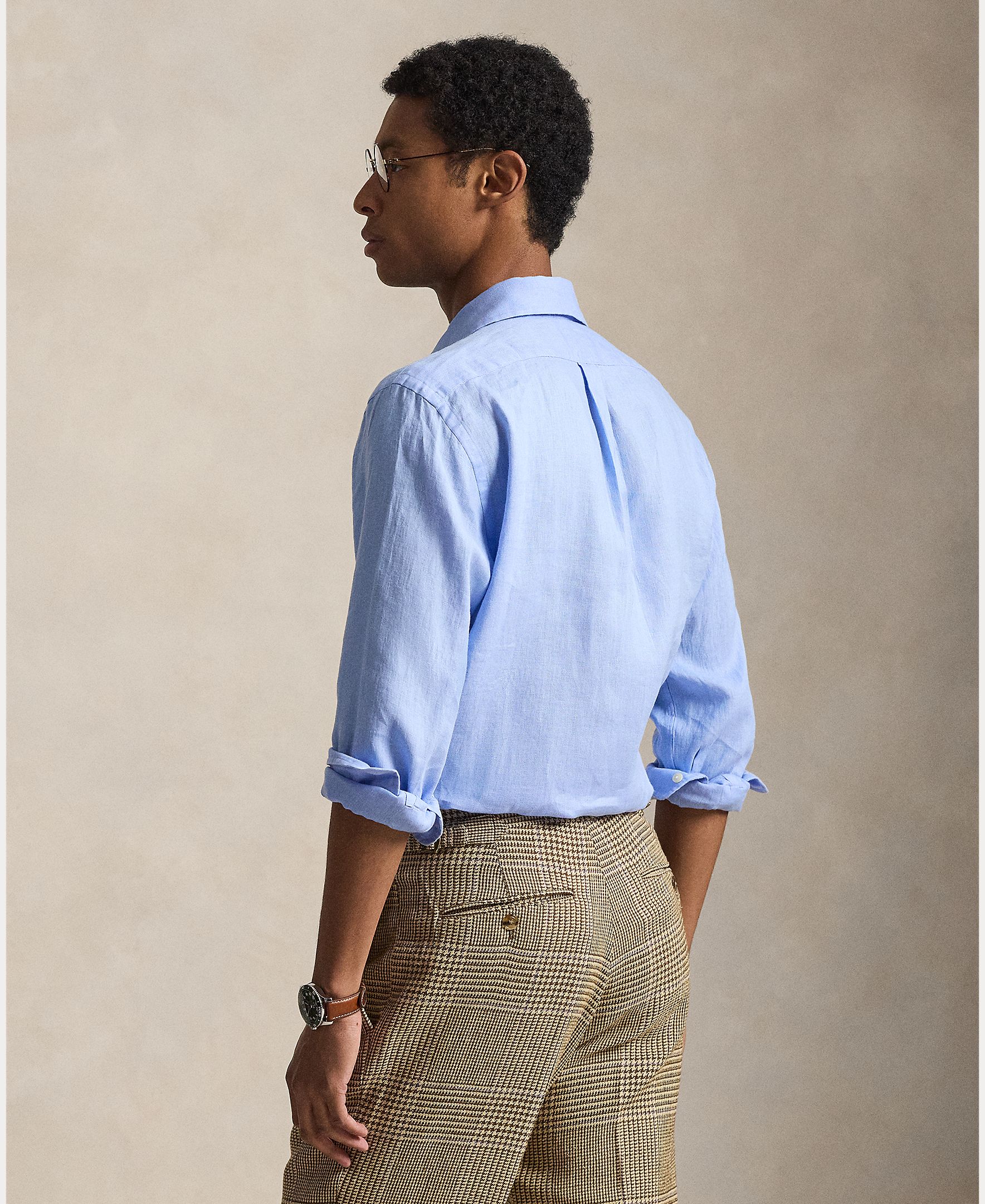 Camisa de Linho Classic Fit Azul-claro-3