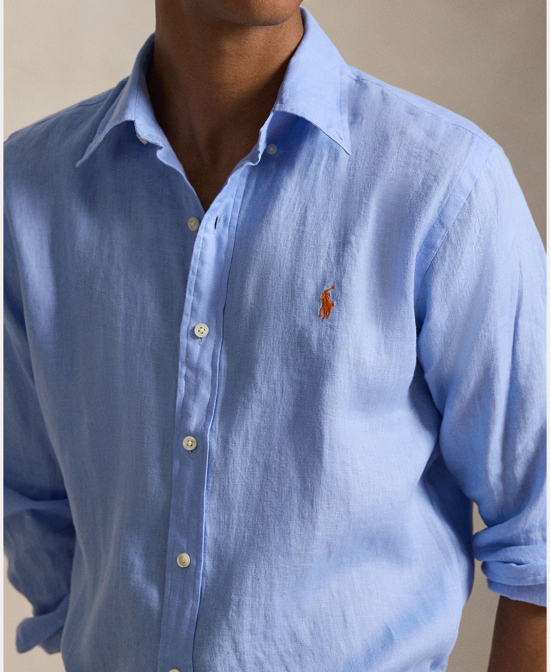 Camisa de Linho Classic Fit Azul-claro-4