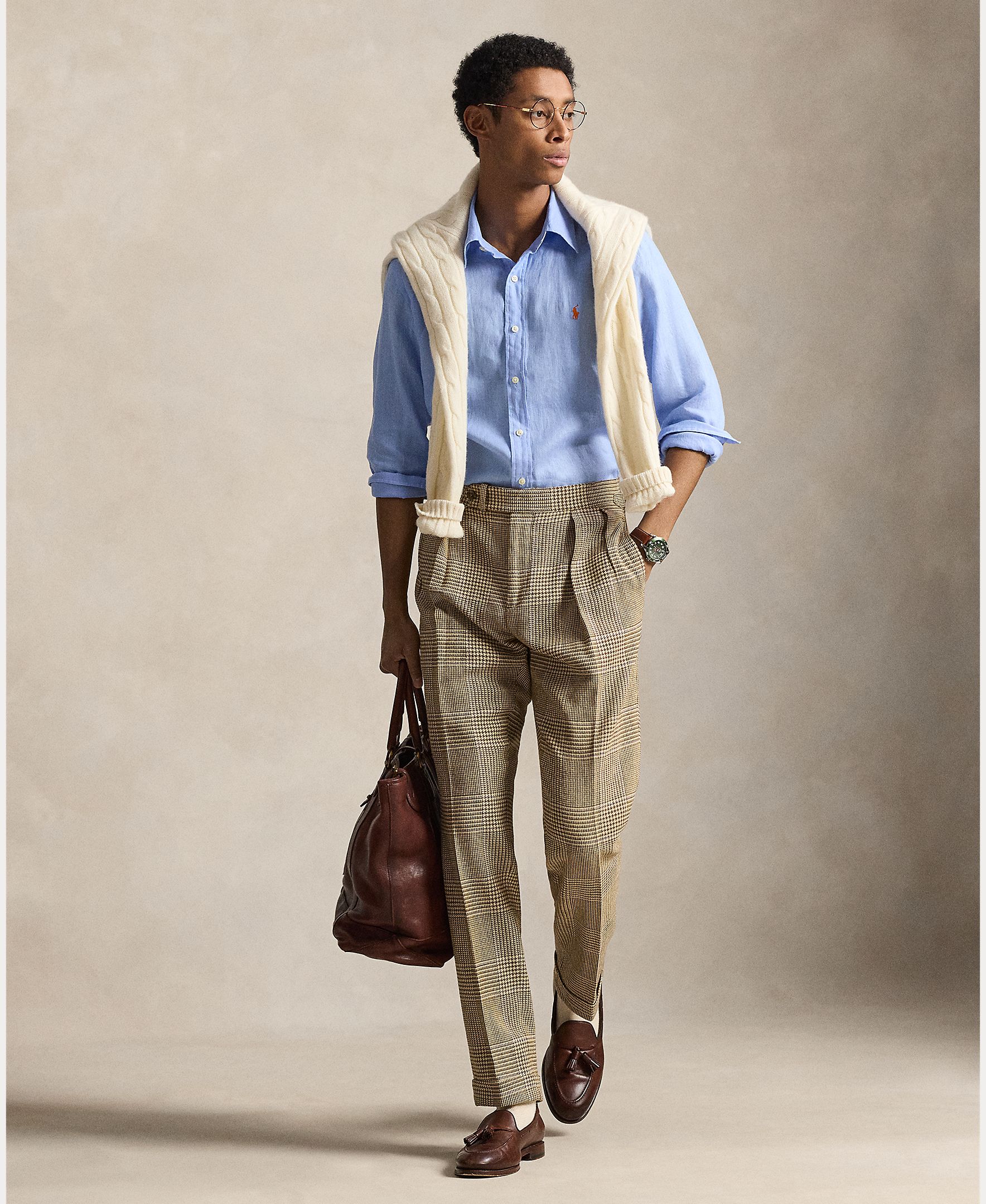 Camisa de Linho Classic Fit Azul-claro-7