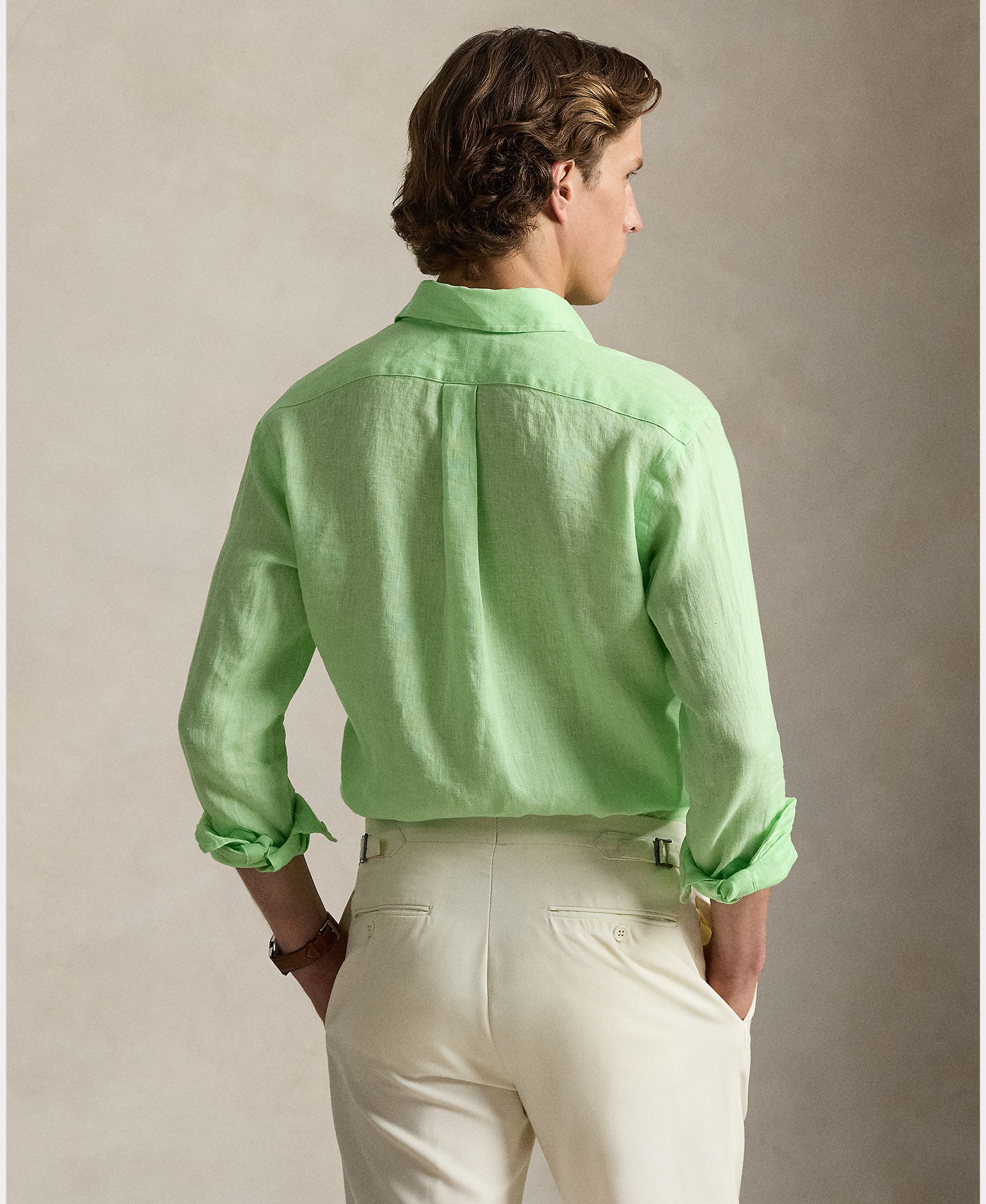 Camisa de Linho Classic Fit Verde Lima-3