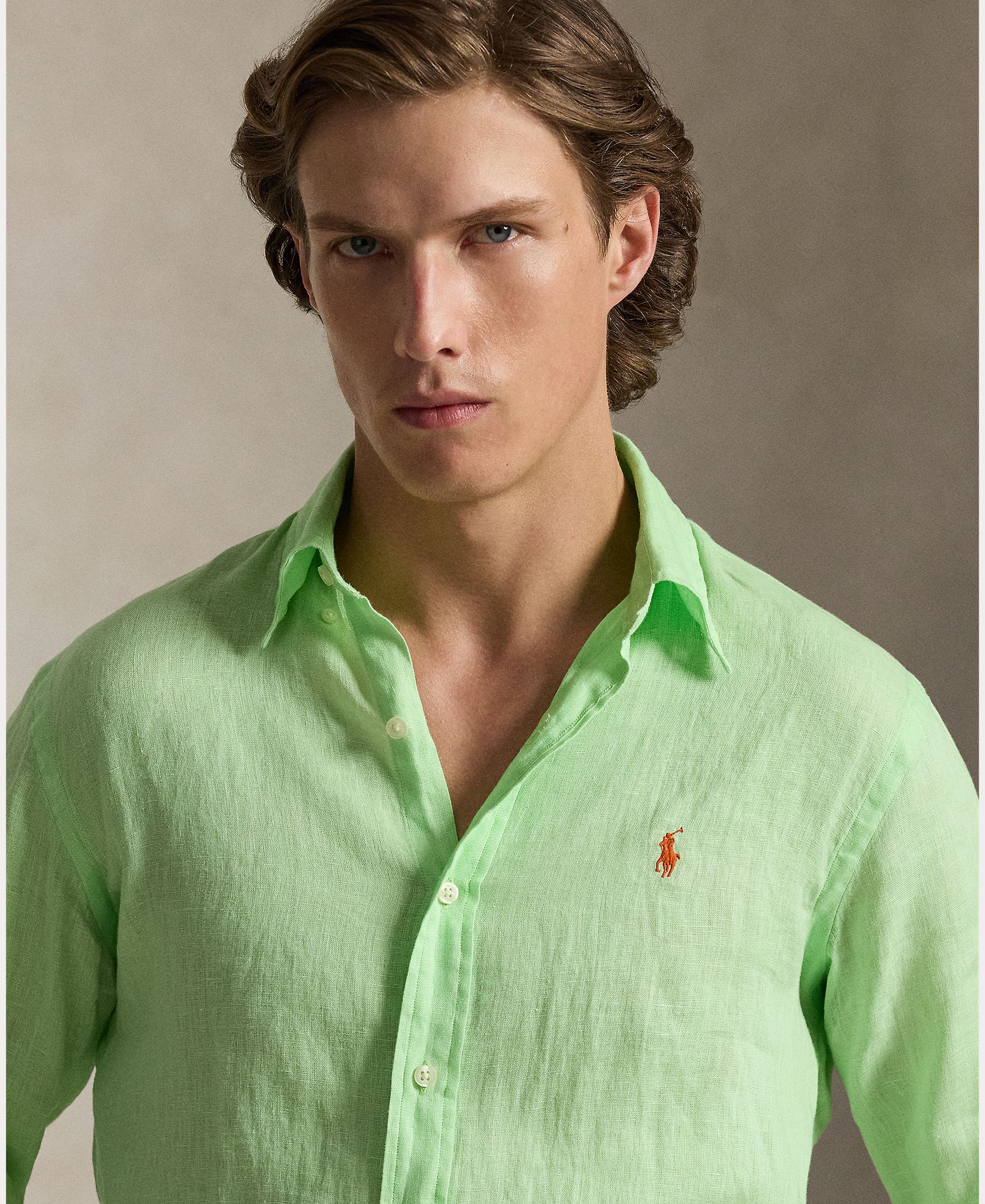 Camisa de Linho Classic Fit Verde Lima-4