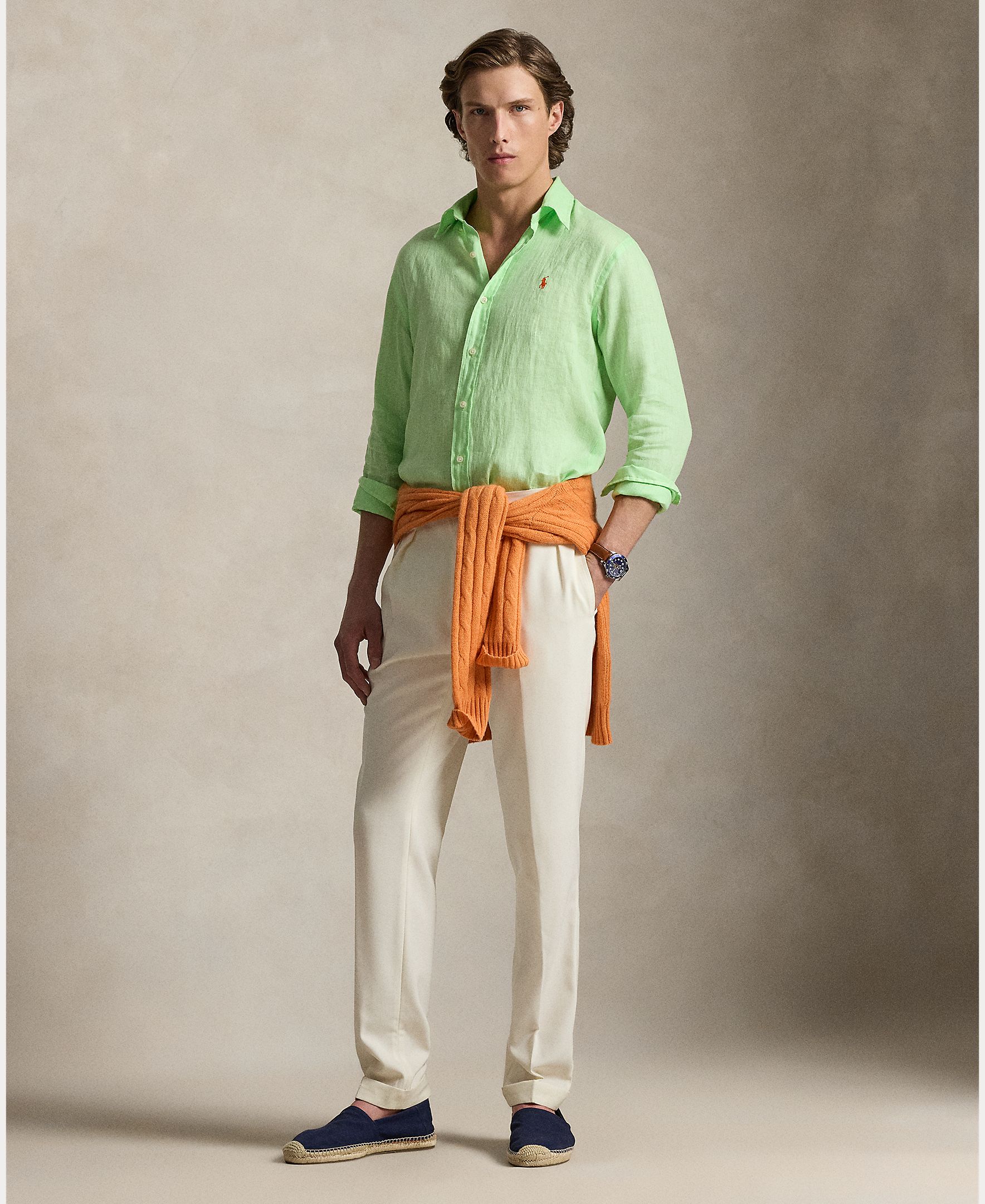 Camisa de Linho Classic Fit Verde Lima-7