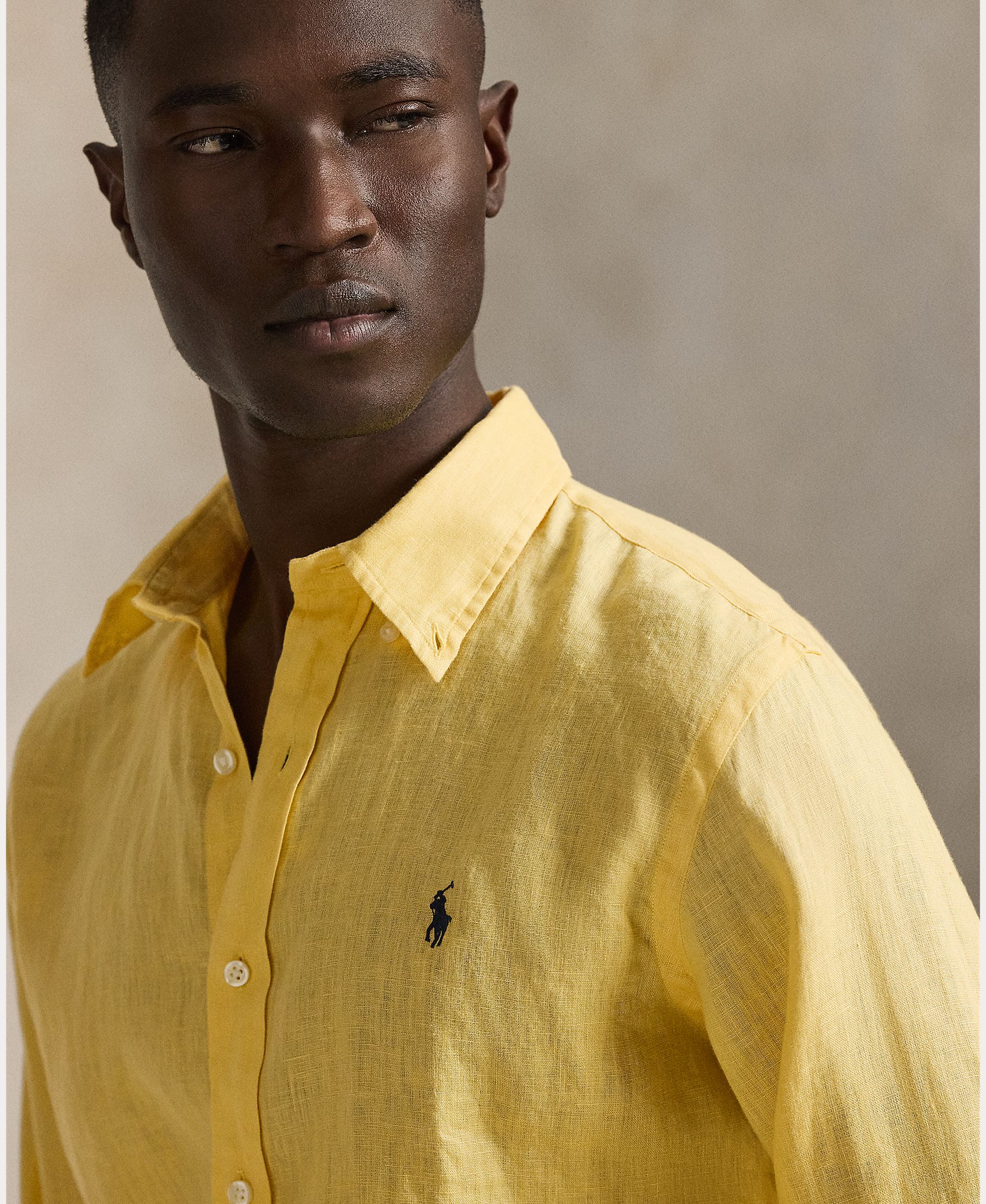 Camisa de Linho Classic Fit Amarelo-4