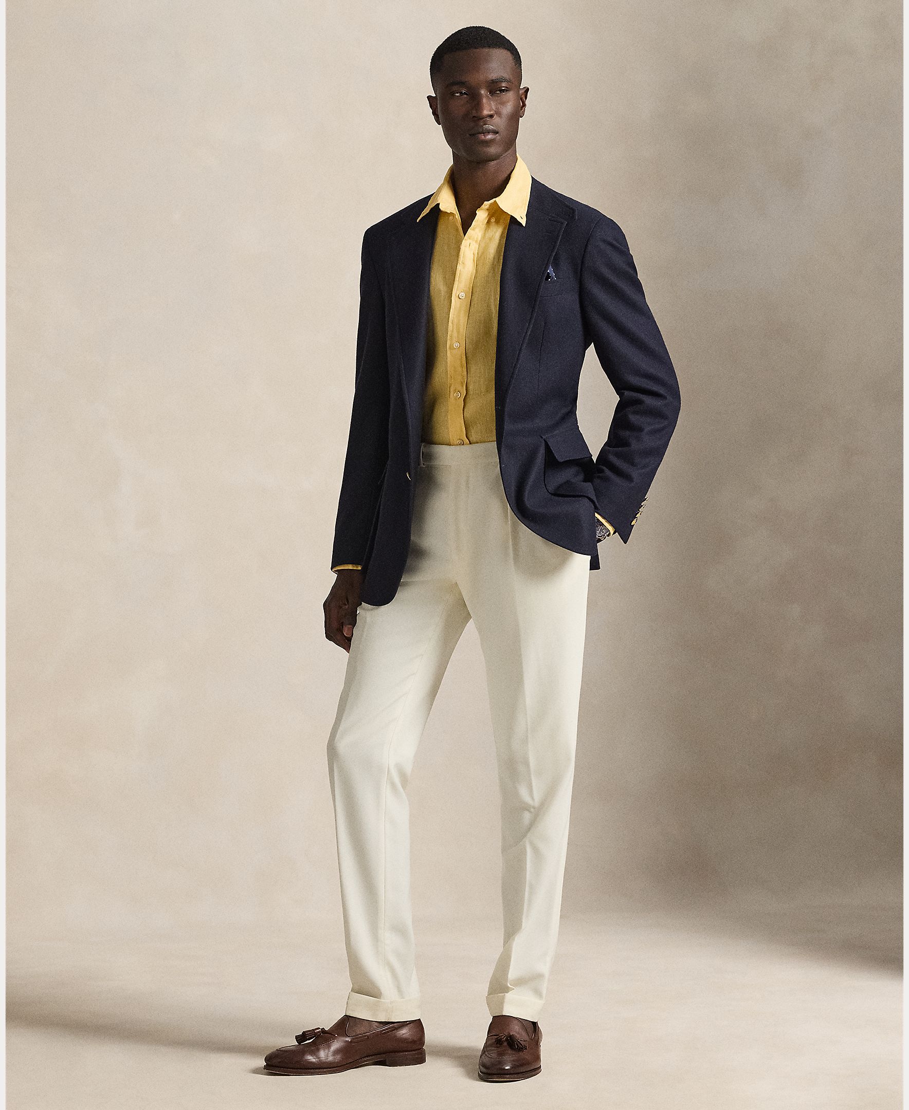 Camisa de Linho Classic Fit Amarelo-7