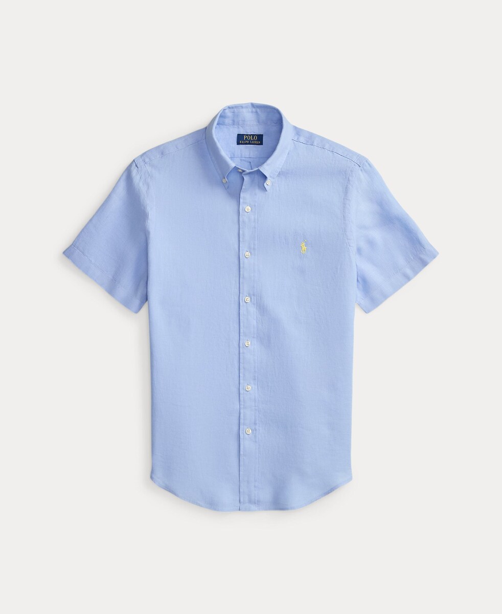 Imagen 0 de Camisa regular fit de lino de hombre Azul claro
