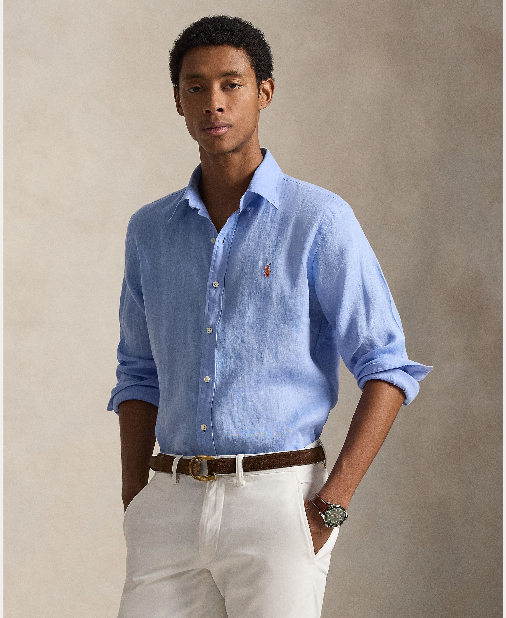 Polo Ralph Lauren - Camisa de hombre de lino Slim Fit.