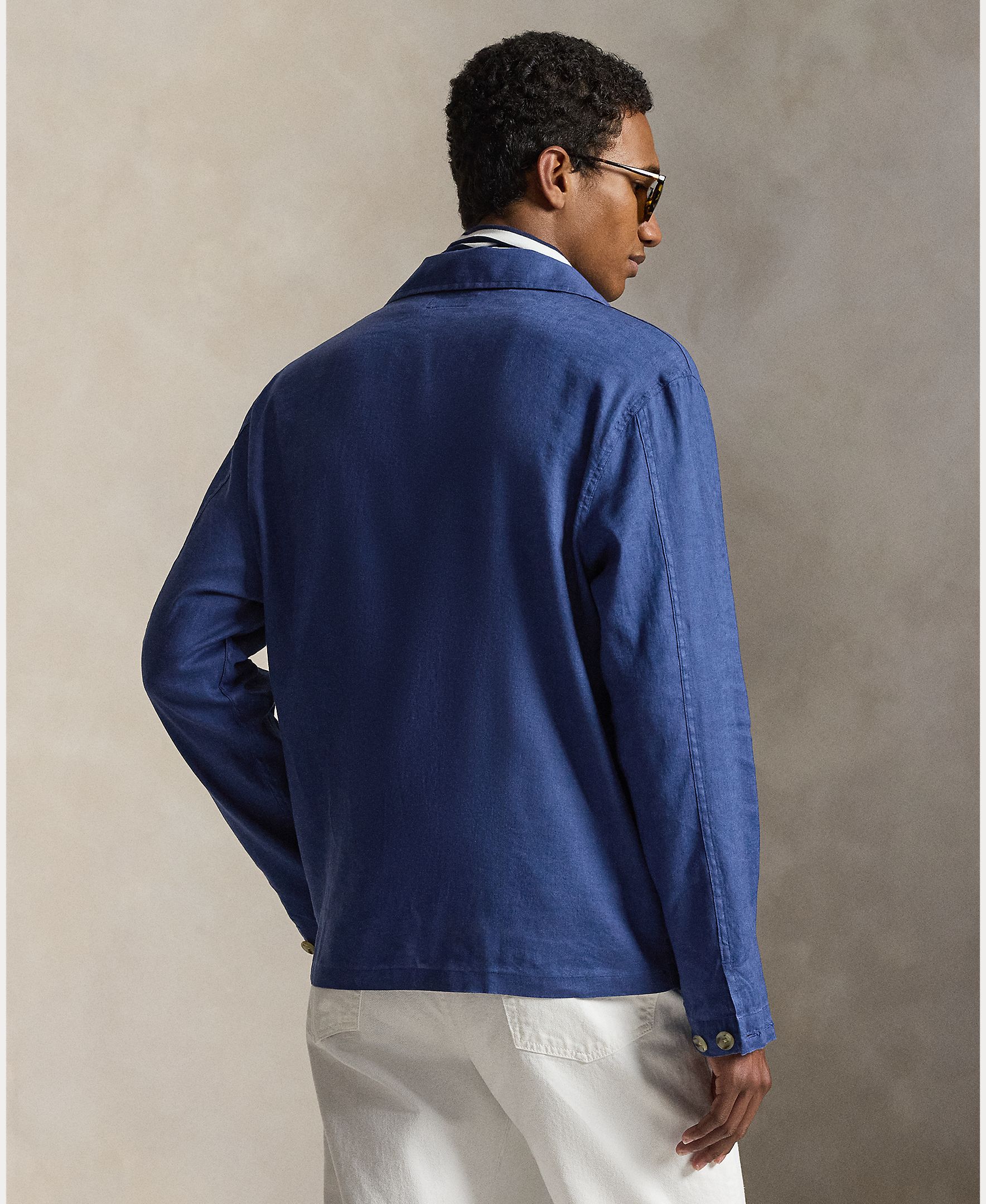 Sobrecamisa de Algodão com Bolsos Azul-marinho-2