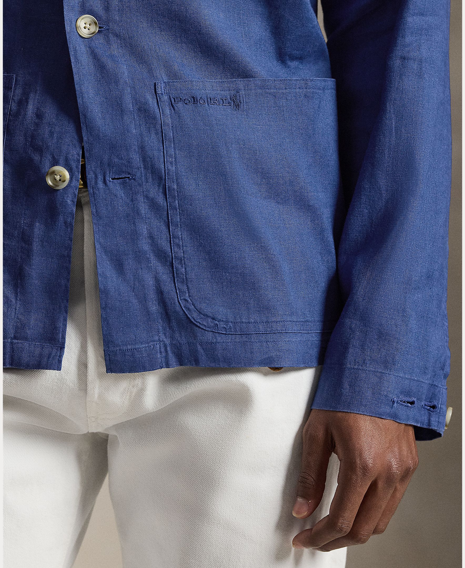 Sobrecamisa de Algodão com Bolsos Azul-marinho-3