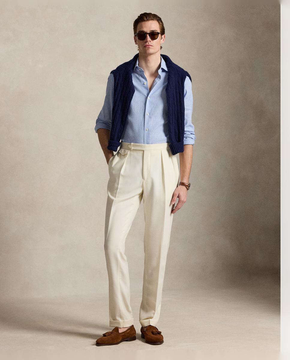 Camisa Slim Fit de Linho Azul-acinzentado-6