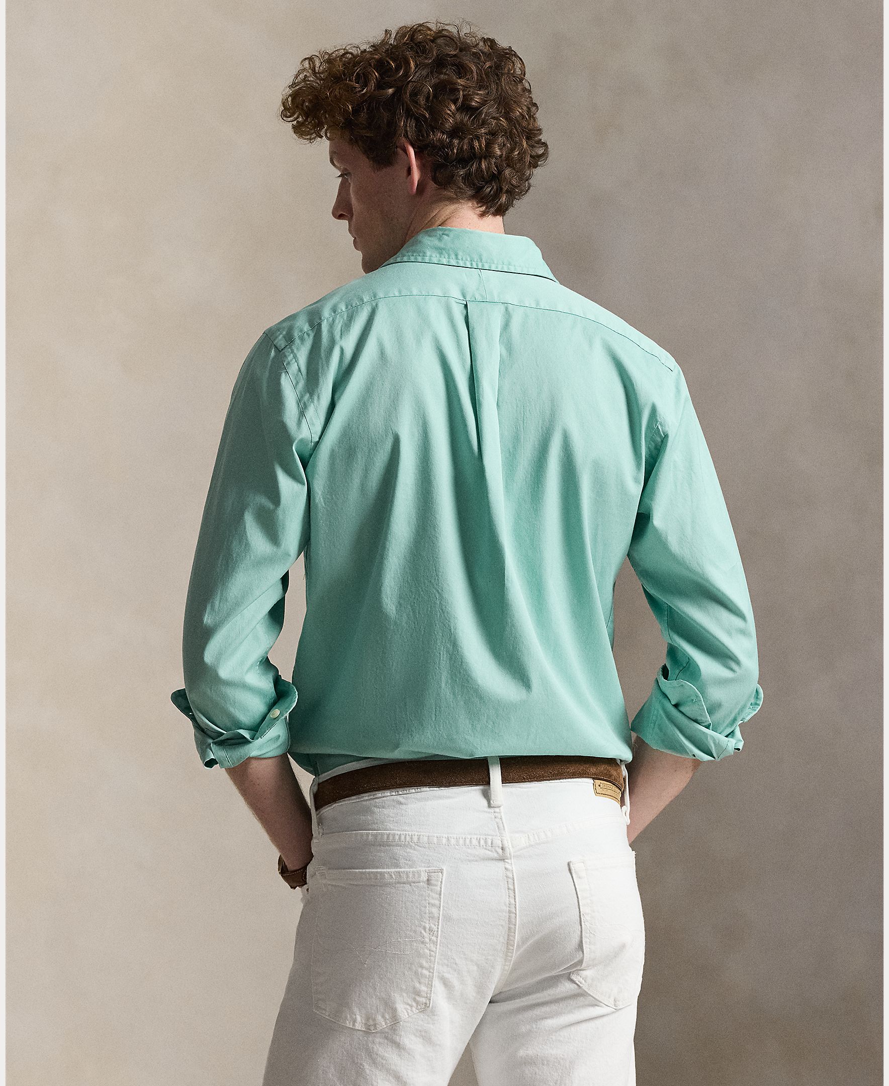 Camisa Regular Fit de Sarja Verde Água-2