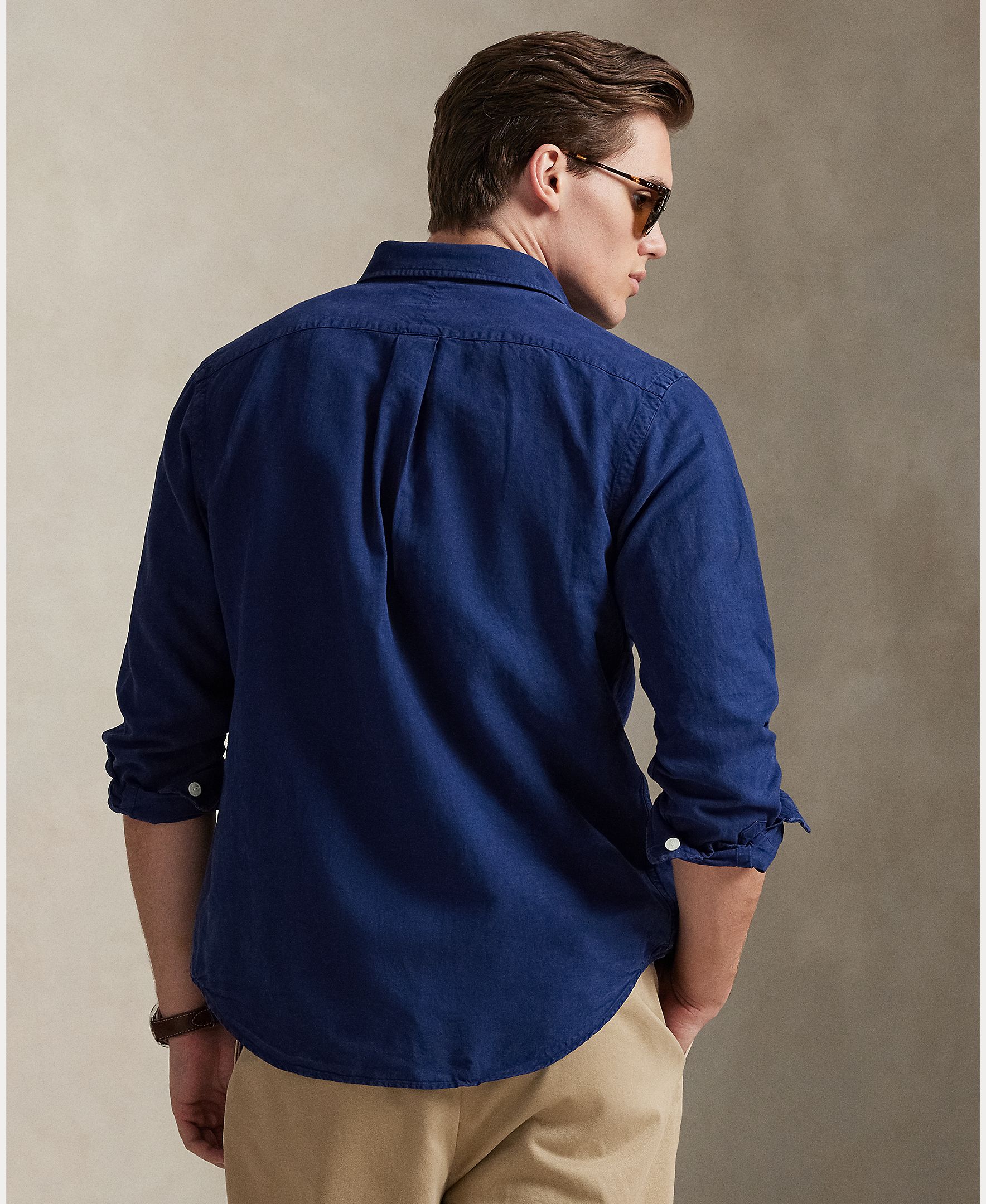Camisa de Linho, Seda e Algodão Regular Fit Índigo-3