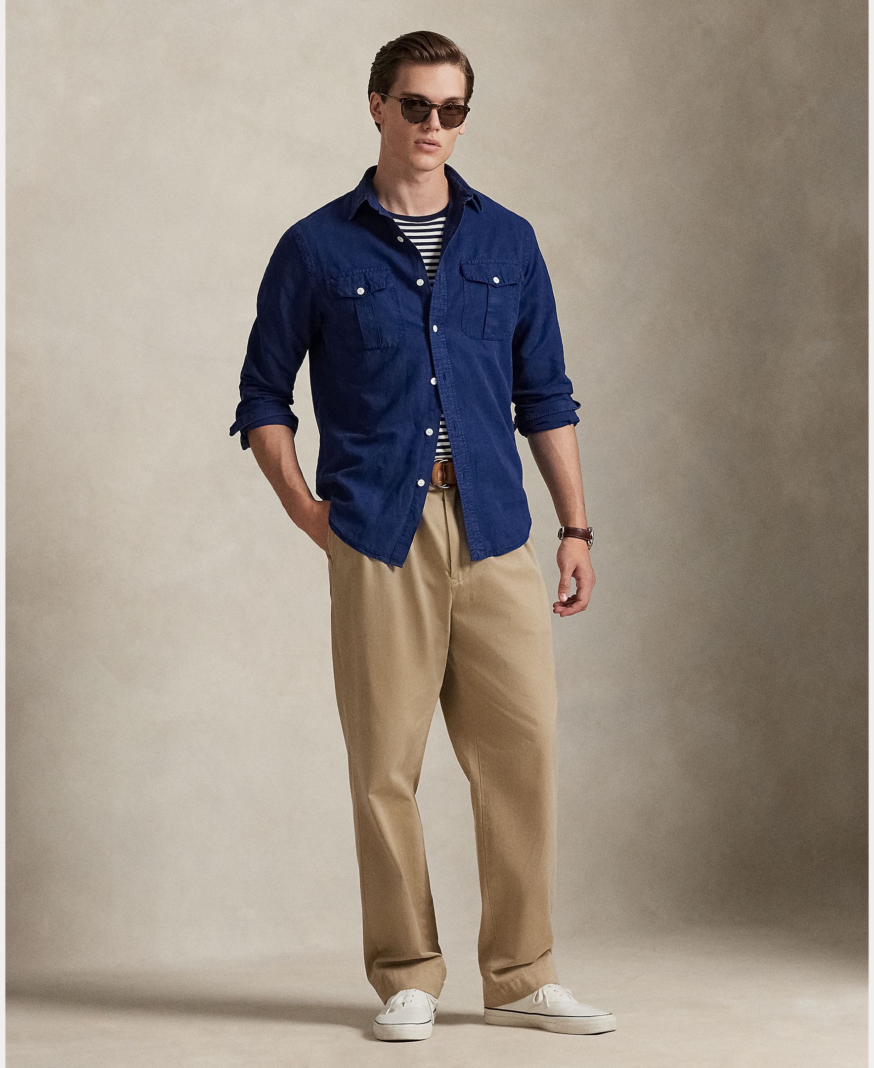 Camisa de Linho, Seda e Algodão Regular Fit Índigo-7