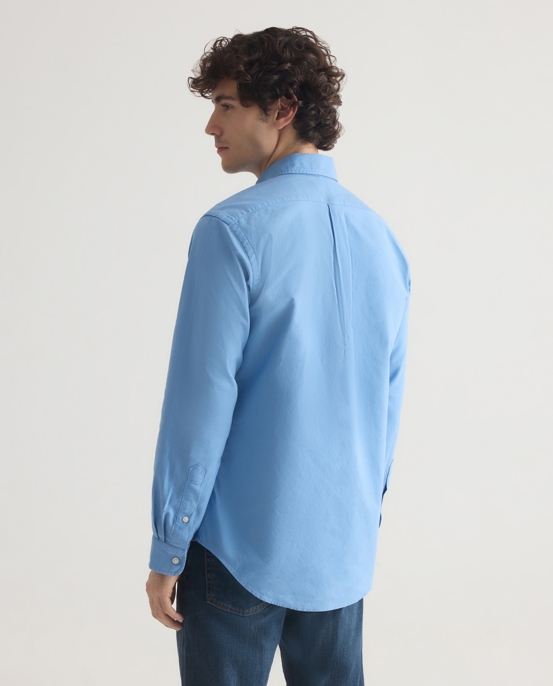 Camisa Oxford de Algodão Custom Fit Azul-índigo-3