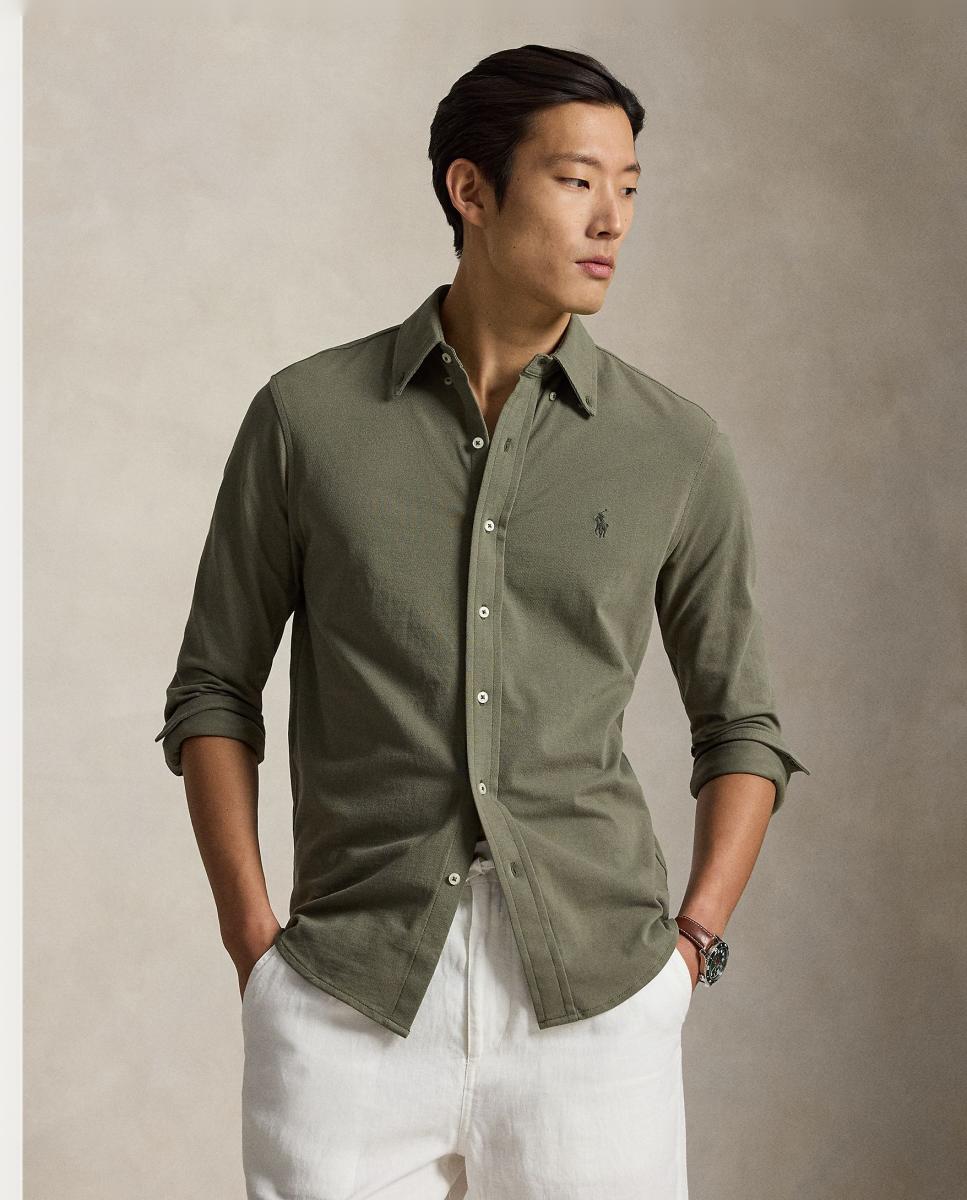 Camisa de hombre ultraligera Pebble Azul - Polo Ralph Lauren - Kaki Kaki-1
