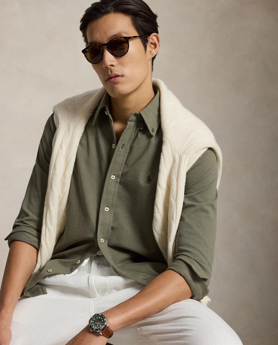 Camisa de hombre ultraligera Pebble Azul - Polo Ralph Lauren - Kaki Kaki-6