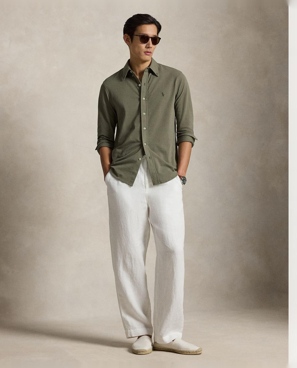 Camisa de hombre ultraligera Pebble Azul - Polo Ralph Lauren - Kaki Kaki-8