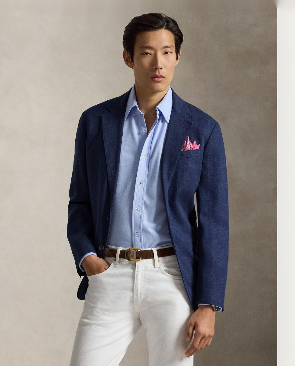 Camisa de hombre ultraligera Pebble Azul - Polo Ralph Lauren - Negro Azul pálido-6