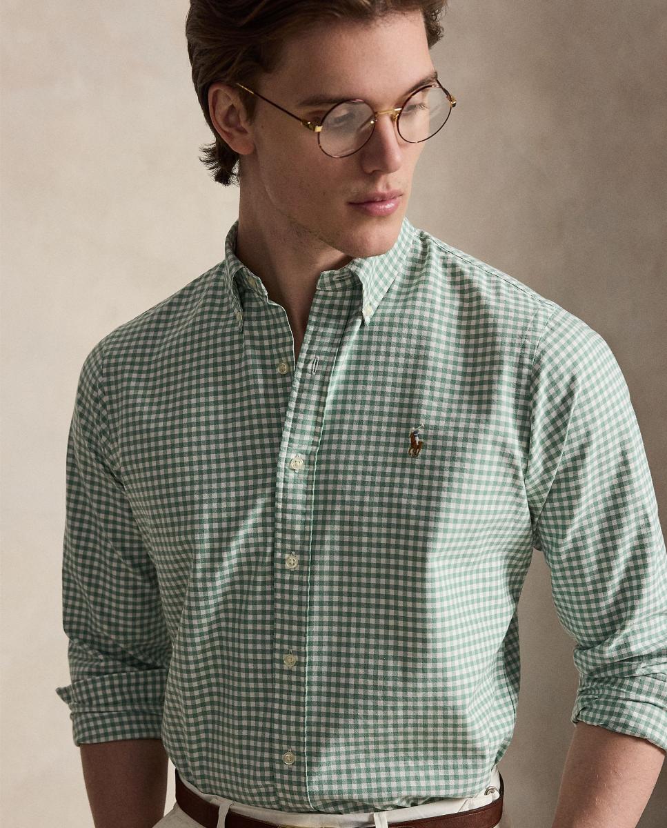 Camisa Oxford Custom Fit de Algodão Verde-menta-4
