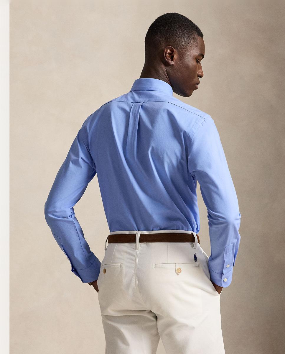 Camisa Regular Fit de Popelina Azul-claro-3