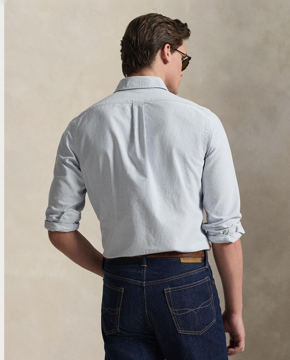 Camisa de hombre oxford con rayas Desgastado Mint Blanco - Polo Ralph Lauren - Azul marino Azul marino-3