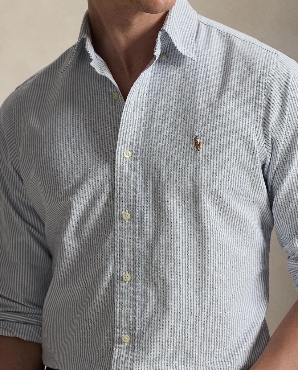 Camisa de hombre oxford con rayas Desgastado Mint Blanco - Polo Ralph Lauren - Azul marino Azul marino-4