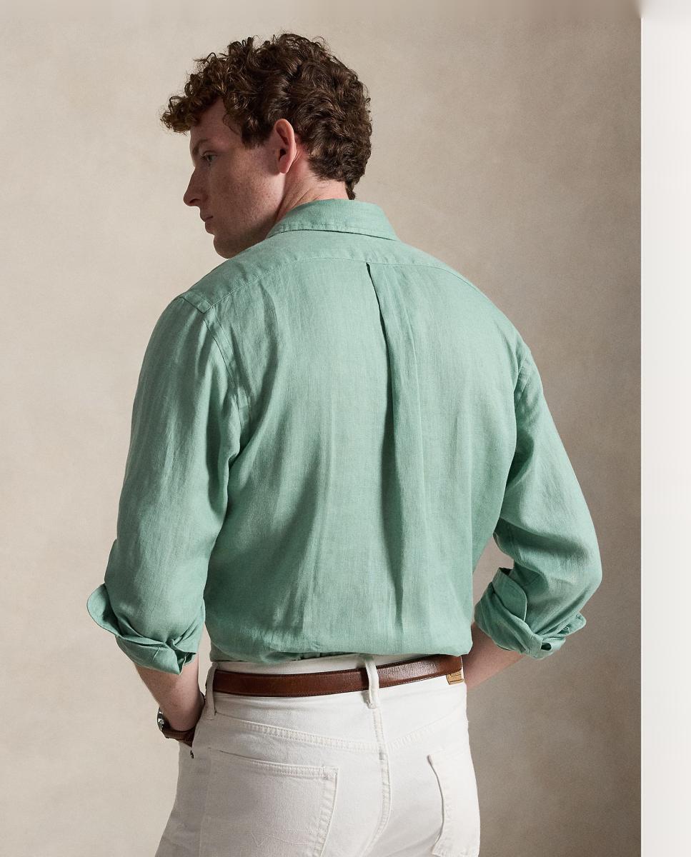 Camisa de Linho Classic Fit Verde-menta-3