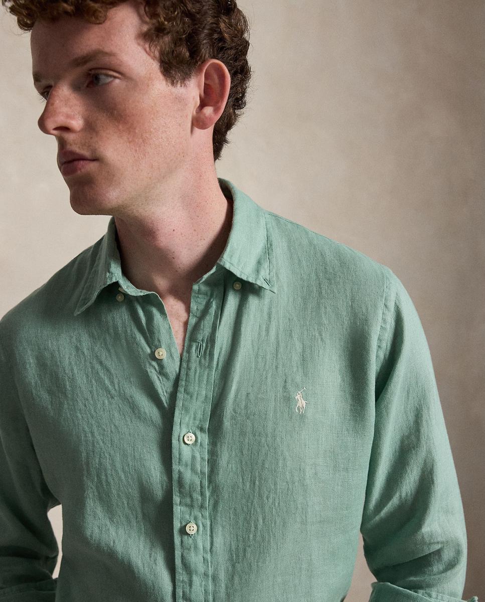 Camisa de Linho Classic Fit Verde-menta-4