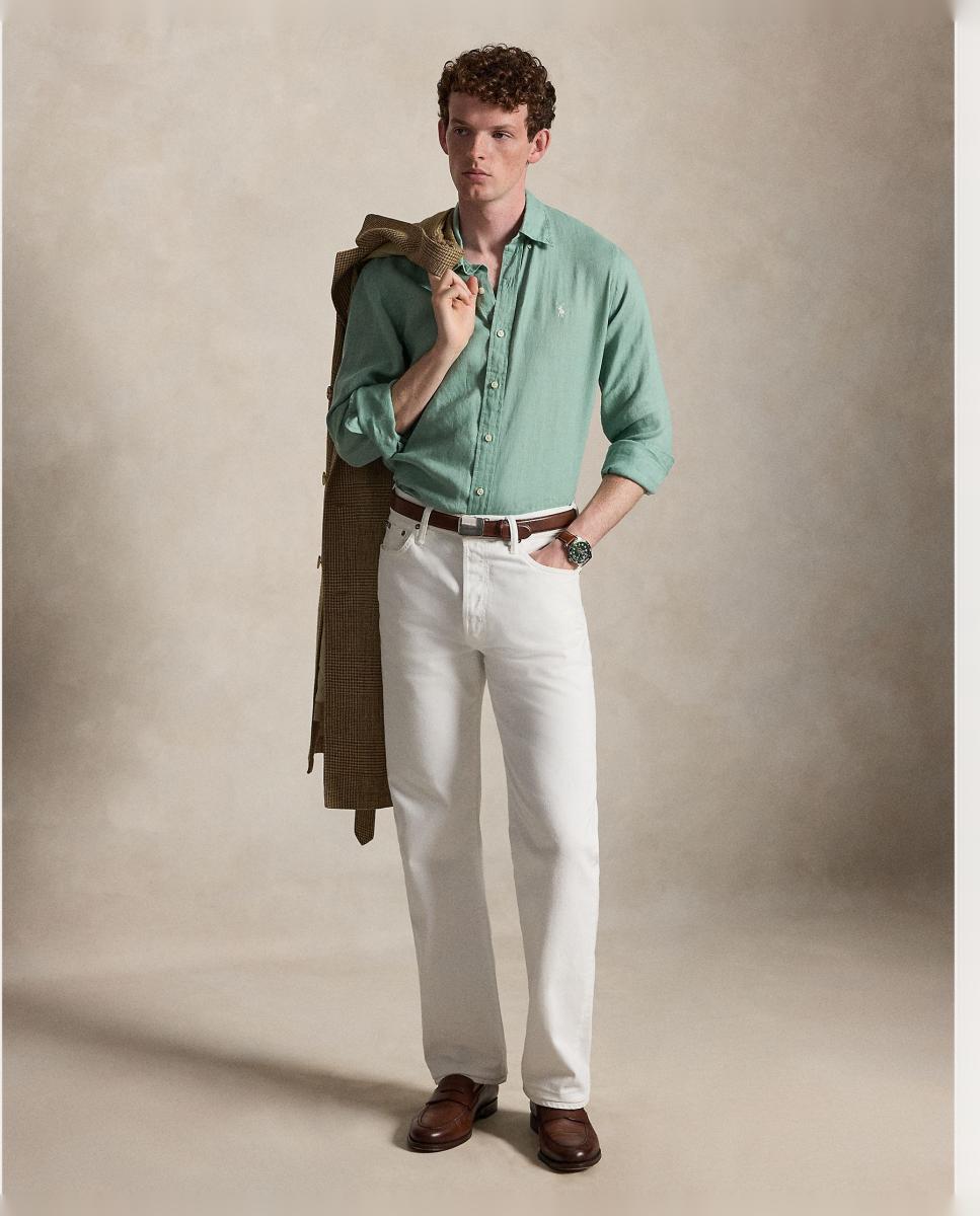 Camisa de Linho Classic Fit Verde-menta-7