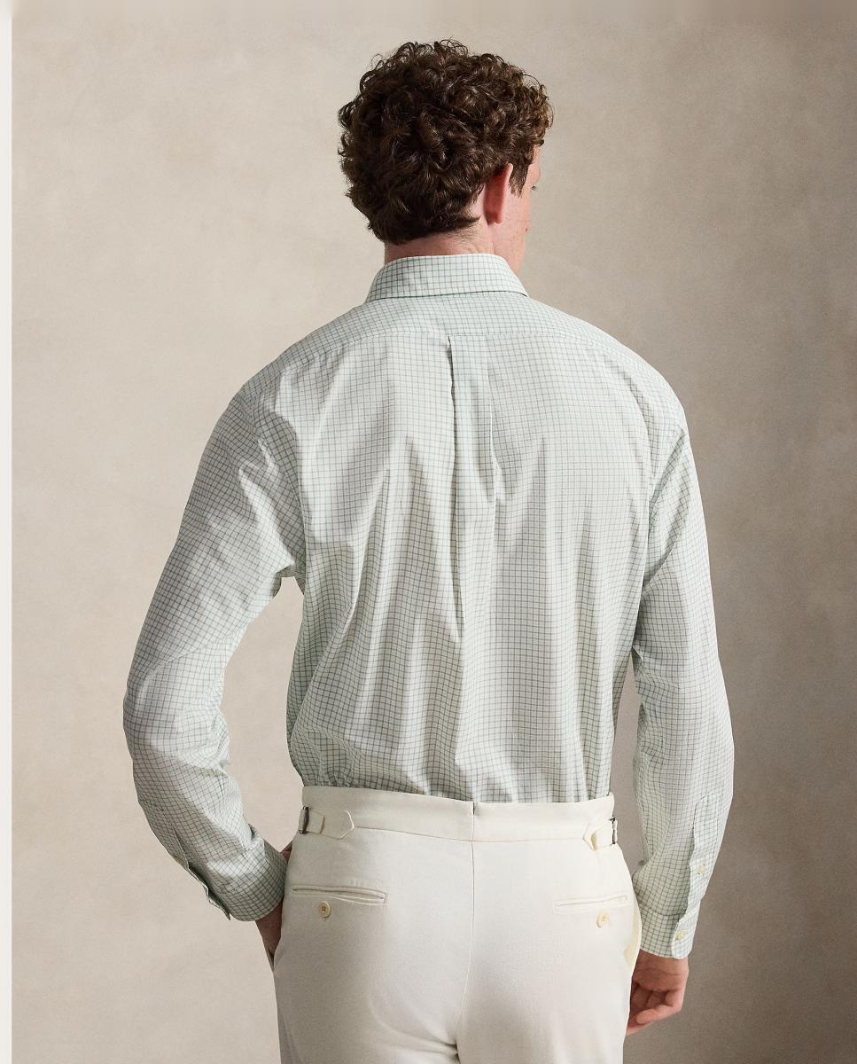 Camisa de hombre de popelina elástica Azul Cabana Blanco - Polo Ralph Lauren - Verde menta Verde menta-3