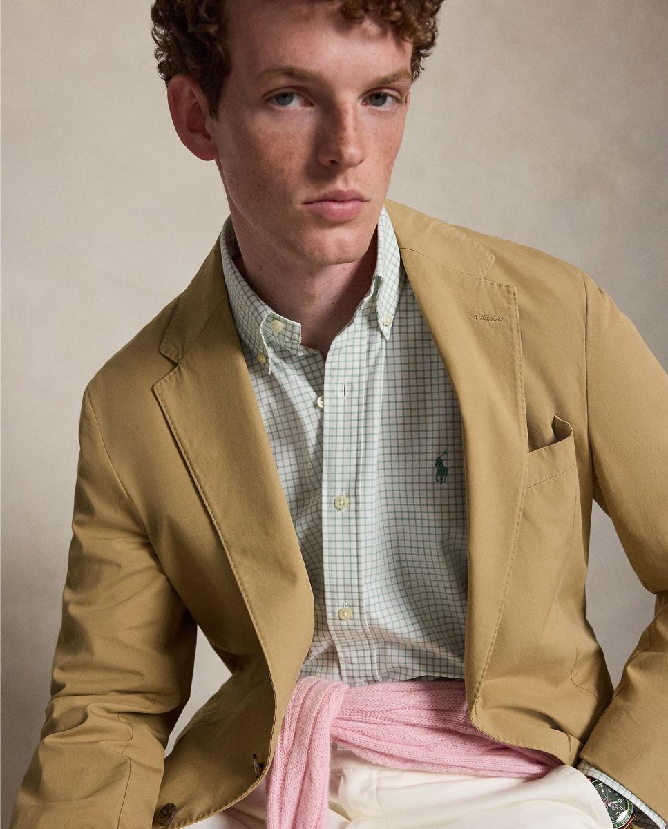 Camisa de hombre de popelina elástica Azul Cabana Blanco - Polo Ralph Lauren - Verde menta Verde menta-5