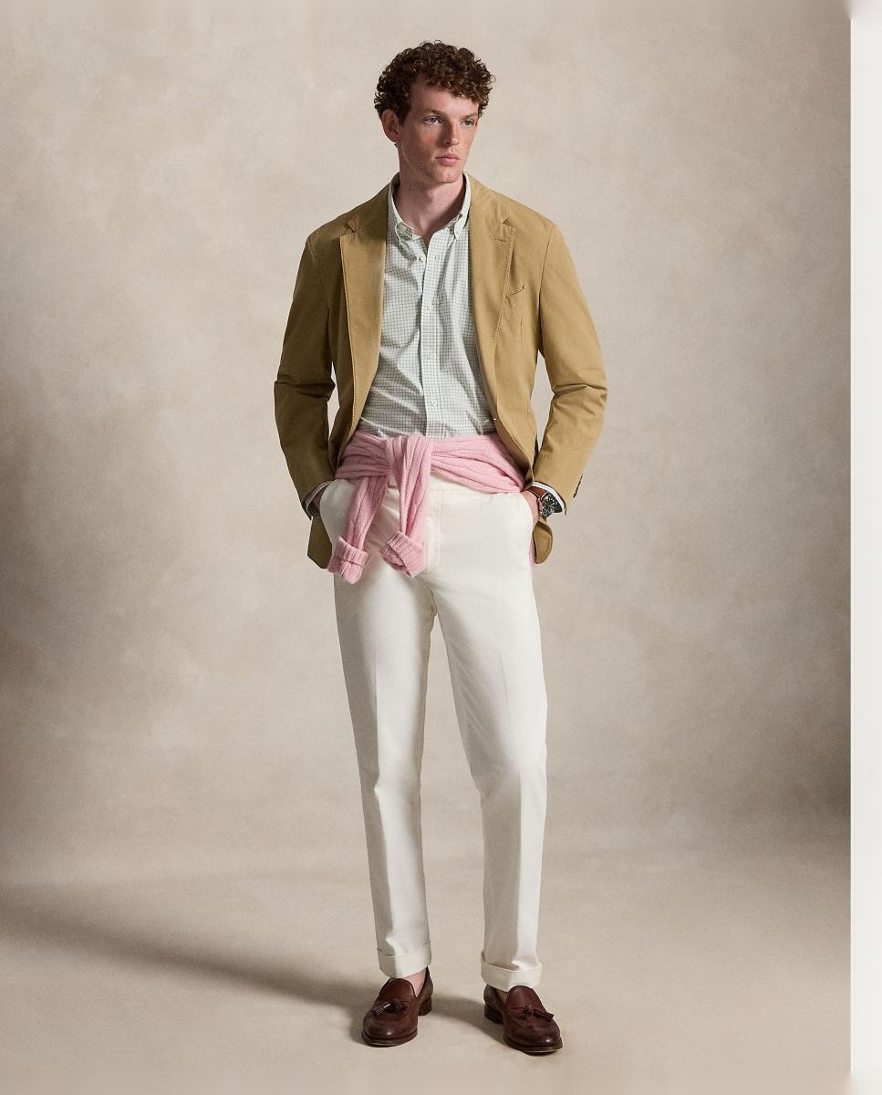 Camisa de hombre de popelina elástica Azul Cabana Blanco - Polo Ralph Lauren - Verde menta Verde menta-7