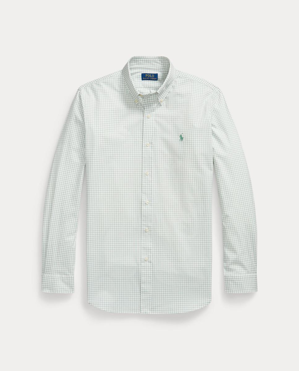 Camisa de hombre de popelina elástica Azul Cabana Blanco - Polo Ralph Lauren - Verde menta Verde menta-6