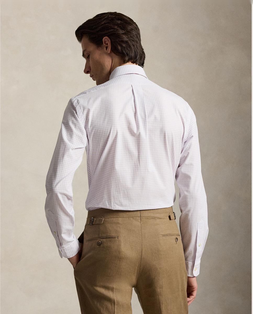 Camisa de hombre de popelina elástica Azul Cabana Blanco - Polo Ralph Lauren - Morado Morado-3